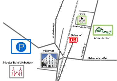 Lageplan von Ottis Cafègarten in Benediktbeuern